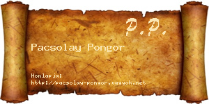 Pacsolay Pongor névjegykártya